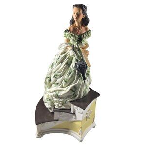 Vtg Gone With The Wind Scarlett Figurine Music Box Taras Theme trinket holder
